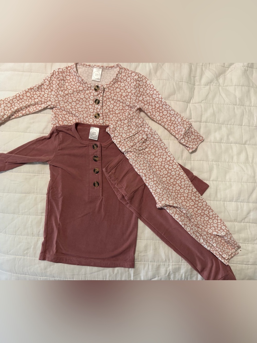 Lou Lou & Company Girls Dusty Rose Floral and Solid Matching Set